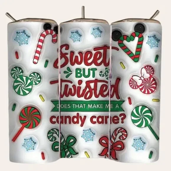 Sweet and Twisted Candy Cane Christmas 20oz Tumbler NEW - Picture 1 of 7